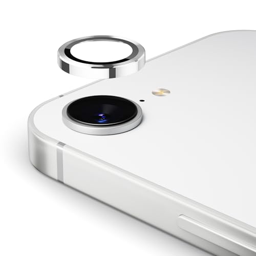 iPhone 16E用 カメラ保護 カメラフィルム 強化ガラス アルミ合金 アイフォン16e カメラカバー キズ防止 耐衝撃 高透過率 黒縁取り 露出オーバー防止 極薄 レンズカバー プロテクター シルバー 送料無料