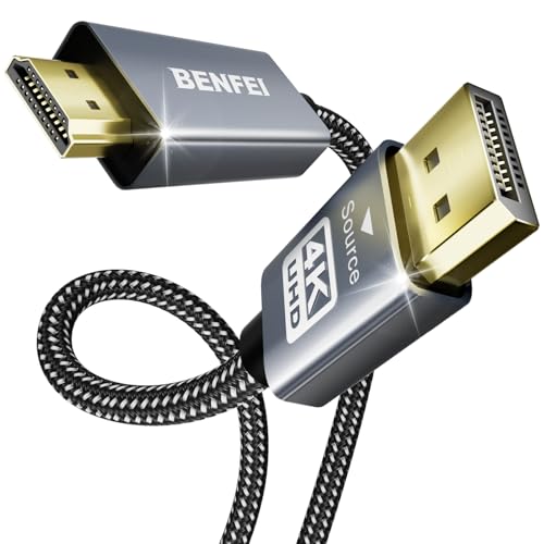 DisplayPort HDMI 1.8m 変換ケーブル アルミニウム ナイロン編組 単方向 DP 1.2 コンピューター HDMI 1.4 スクリーン ケーブル HP ThinkPad AMD NVIDIA デスクトップなどと互換性があります (オス-オス 逆方向に非対応) 送料無料