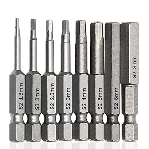 六角レンチビット インパクトドライバービット 精密ドライバー 6.35mm 磁気吸着 1.5mmー8mm ドリル ビット工具 50mm長六角ビット 8本セット 送料無料
