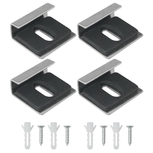鏡 取り付け用金具 ステンレス 6-7mm厚鏡用 交換用鏡対応 鏡取り付けフック 鏡を壁に止める金具 鏡止め金具 取り付け簡単 化粧鏡用止め金具 ４個セット 送料無料