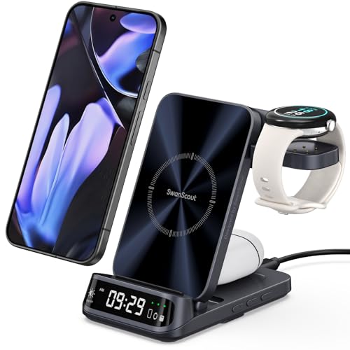 Pixel Watch 充電器 スタンド ピクセルウォッチ 3 / 2対応 ワイヤレス充電器 ピクセルウォッチ スタンド 折りたたみ式 Pixel 9 / 8 / 7 / 6シリーズ Pixel Watch 3 / 2 / Fitbit Versa 4 / 3 / Sense 2対応 (アダプターの付属なし)