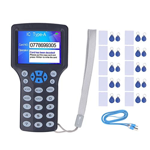 RFIDライター NFC RFID カードリーダー 2.8インチ HD フルカラー スクリーン NFC RFID カード コピー機 リーダー ライター アクセス カード デュプリケーター ブラック (UID バックル 10個 UID カード 10個)