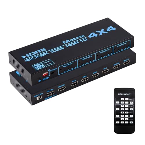 HDMI行列 4インプット4最終生産物 4K@60サイクル HDRHDMI行列 セレクター 4x4 IR遠隔操作付き添い人 EDIDエクストラクタ HDMI 取り替えっこ 4界面 うつり変わり 4画面 分かち合う HDMI 2.0b HDCP 2.2 RGB 4：4：4 YUV 4：4：4