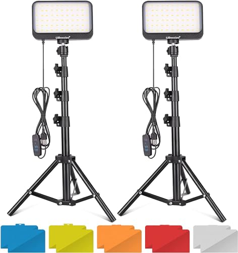 LED撮影用ライト 2packsセット 8インチビデオライト 俯瞰撮影 三脚 カラーフィルター5色付き ledライト Tik Tok X ins 生放送 ゲーム実況 照明 ビデオ撮影に(35ー145CM) 適格請求書発行可