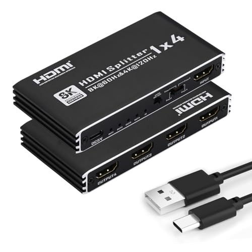 HDMI 分かち合う器 1インプット 4最終生産物 4K@120サイクル 1080P@240サイクル HDMI 2.1 HDCP2.3 HDR 10＋ VRR 48Gbps EDID Dolby Atmos / DTS-固定ディスク / 7.1CH / 高品位テレビ / Blu-Ray ヴィデオディスク / なおなお書き4 / Roku / Xbox 相応う