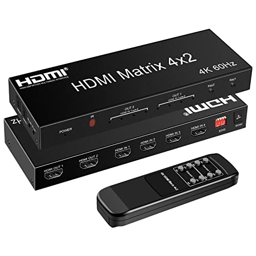 HDMI 行列 セレクター 4インプット2最終生産物 音吐引きはなす器 4K@60サイクル (光デジタル L / Rオーディオ引きはなす) スイッチャー 遠隔操作捏ち上げる能力のある 3D 1080P HDR