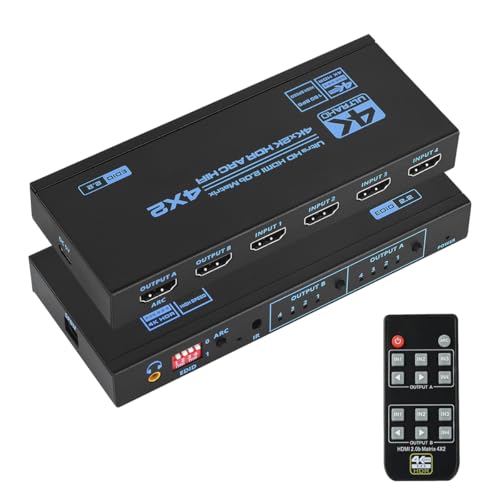 HDMI 行列 4インプット2最終生産物 HDMI 2.0b HDCP 2.2 HDR10 4K @ 60サイクル EDID2.2 Ultra 固定ディスク 3D ARC HIFI相応う IR遠隔操作付き添い人