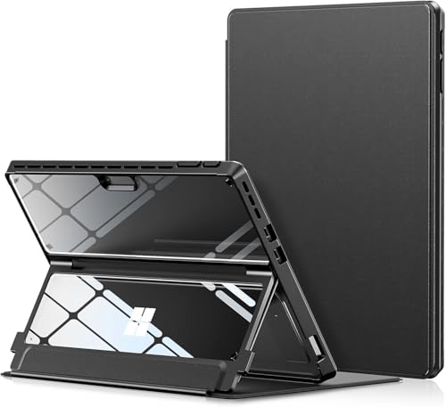 Surface Pro11 Pro10 Pro9 ケース 透明 クリア 手帳型 多角調整が可能で 全面保護型 耐衝撃 軽量 薄型 Typeカバーキーボードとの互換性 スタンド保護機能付き バー おしゃれ タブレットカバー ハイブリッドケース クリア
