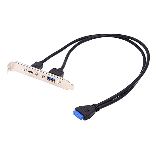 5Gbps 19/20ピン USB3.0 マザーボード - デュアルポート USB 3.0 & USB-C Type C メス PCI-E バックパネルケーブル 50cm 送料無料