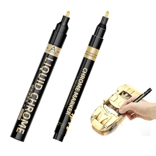 ゴールドメッキペン 金メッキ 補修ペン ペン 塗るだけでメッキ DIYハイライトペン 防水クロムマーカー 退色防止グロスメタルマーカー [2本パック 2.0mm 1.0mm] (ゴールド) 送料無料