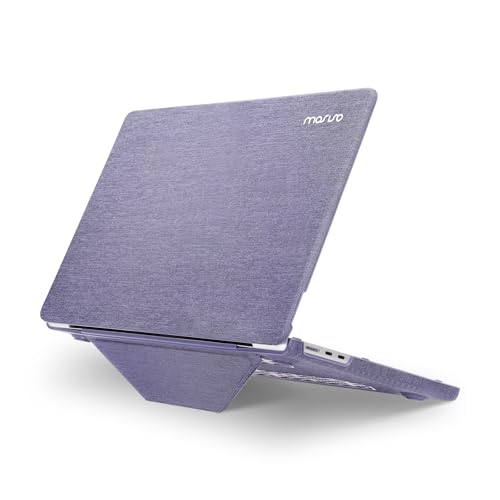 MacBook Air 13インチ ケース M4 M3 M2 2025-2022リリース A3240 A3113 A2681 MacBook Air 13.6インチ ニット生地コーティング 折り畳み式キックスタンド プラスチックハードシェルカバー (パープル)