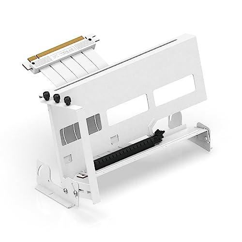 垂直 PCIe4.0 GPUブラケット マルチアングル調整垂直グラフィックカードホルダー PCIe 4.0 X16 Gen4 白いライザーケーブル付き 90度直角17cm