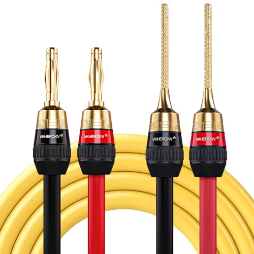 10AWG × 2Conductor オーディオ有線テレビ 5N (99.999%) OFC 無O純銅 金棒引き有線テレビ，24k金メッキ 純銅繋ぎ 3M BP スピーカーケーブル-TV・オーディオ・カメラ