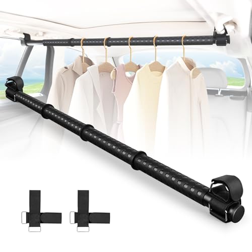 車用 ハンガーバー インテリアバー マルチグリップバー 長さ調整可能 83cm～156cm 滑り止め 工具不要 取付簡単 インテリアバー 車内用 引き込み式 衣類ハンガー 車内 釣り竿 ロッド スノーボード スキー板 サーフボード 天井収納 テント車用インテリア バー ...