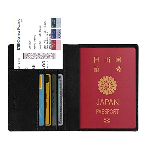 パスポートケース ホルダー トラベルウォレット スキミング防止 安全な海外旅行用 PUレザー パスポートカバー 多機能収納ポケット 名刺 クレジットカード 航空券 エアチケット (ヴィンテージブラック) 送料無料