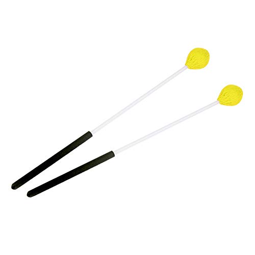 マリンバ マレット パーカッションマレット 毛糸巻き 耐久性 打楽器用(Yellow)