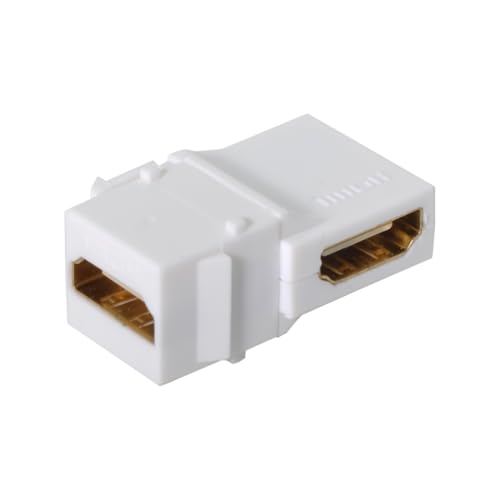HDMI L字型プラグ ウォールプレート スナップイン メス-メス キーストーンジャックカプラーアダプター 壁プレート用 ホワイト 送料無料