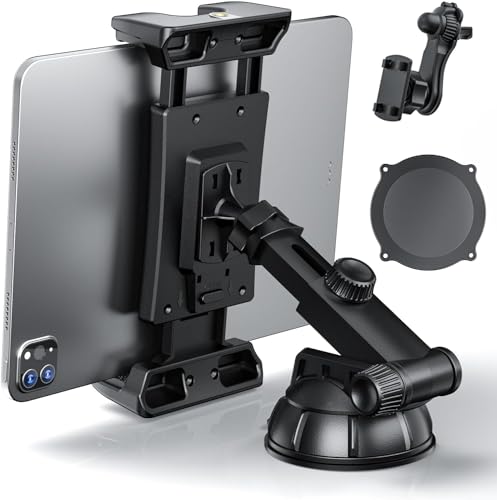 タブレットホルダー 車載 ipadホルダー ダッシュボード＆エアコン吹き出し口に取付 iPad pro / ipad air / ipad mini Samsung Galaxy Tab SwitchやiPhone Sony Xperiaなど4.5-13インチの端末に対応 (ブラック)