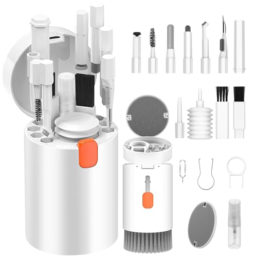 クリーニングツール キーボード掃除 ブラシ 多用途 AirPods 1 / 2 / 3 / Pro 1＆2対応 ワイヤレスイヤホン 掃除道具 パソコン スマホ カメラ用のクリーニングキット 持ち運びが簡単 統合されたクリーニングセット 電子製品の掃除用 (ホワイト)