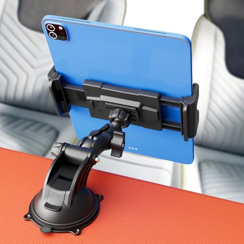 タブレットホルダー 車載 スマホホルダー 吸盤 超強力吸着力 視界を妨げない 5-13インチの端末に対応 ダッシュボード / オフィス / 宅用 ipad車載ホルダー