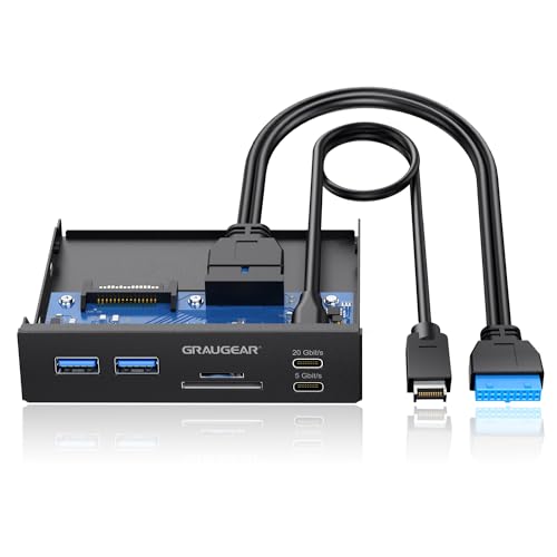 20Gbps USB3.2 Gen2x2 Type C 3.5インチベイ カードリーダー 内蔵型メモリカードリーダー/ライター 多機能PCマルチフロントパネルに搭載 6ポート USB C ハブ SD/MicroSDカードリーダー USBポート 増設 PC コンピューターシャーシのフロントブラケット SATA電 ...