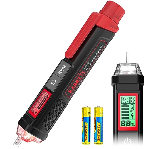 検電器 12-1000V AC / 70-1000V AC感度調節 検電ドライバー ペン型 LED懐中電灯付き パーセント表示 通電チェッカー 非接触電圧検出