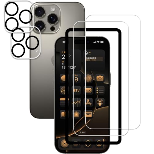 iPhone16 Pro ガラスフィルム グーグルカメラフィルム 強化ガラス 液晶画面 アイフォン16プロ 保護フィルム iPhone16pro 保護フィルム[2+2 枚セット] ガイド枠付き 送料無料
