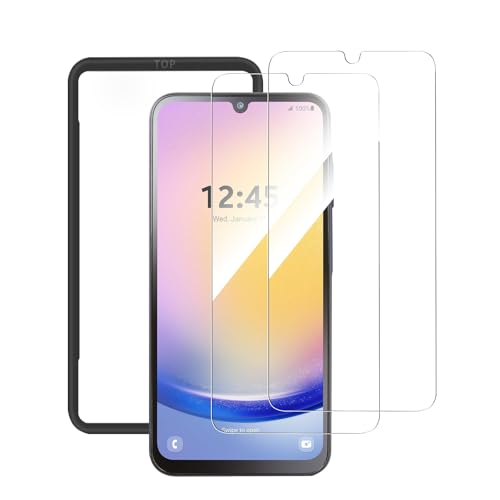 Galaxy A25 5G ガラスフィルム ガイド枠付き 貼り付け簡単 ギャラクシー A25 SC-53F / SCG33 対応 保護フィルム 自動吸着 硬度9H 耐衝撃 (2枚) 送料無料