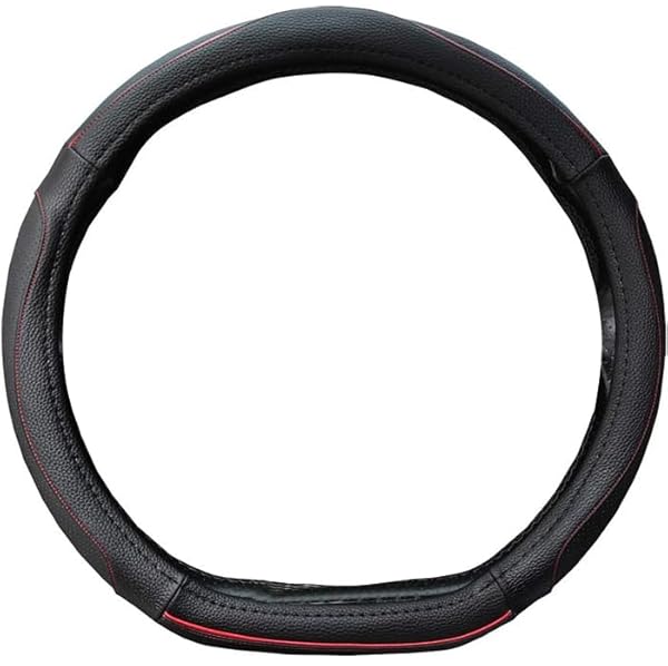 ハンドルカバー 軽自動車 Ｓサイズ Ｄシェイプ グリップ感 滑り止め カラーライン 柔らかい PUレザー 手触りよく セレナ スイフトなど用 ステアリングカバー レッドライン 社外品 代替品