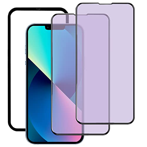 iPhone 13 / iPhone 13 Pro/iPhone 14 ガラスフィルム 強化ガラス 6.1インチ 硬度9Ｈ ブルーライトカット滑らかなタッチ操作 指紋付着防止 自動吸着 飛散防止 気泡防止 全面保護フィルム ガイド枠付き 貼り付けは簡単 [2枚セット] 送料無料