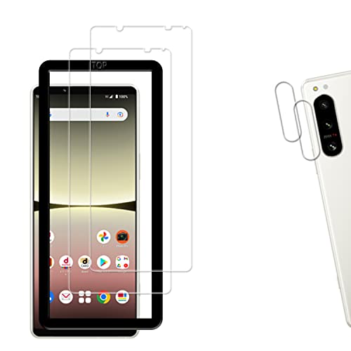Xperia 5 IV SOG09 SO-54C ガラスフィルム カメラフィルム カバー 保護フィルム ガイド枠付き 強化ガラス [2+2枚セット] 送料無料