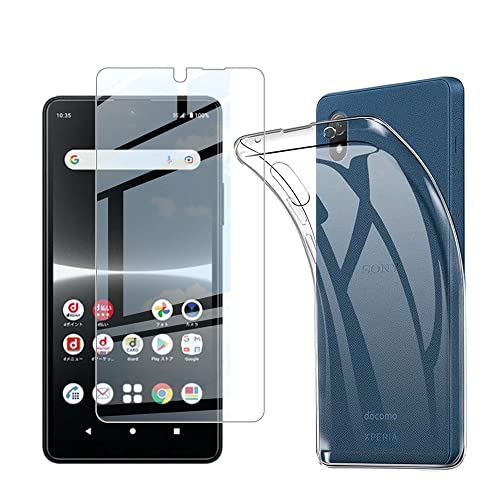 Xperia ACE iii SO-53C SOG08 ガラスフィルム 液晶保護フィルム 高透過率 薄型 ケース クリア ソフト シリコン TPU 保護ケース 超軽量 衝撃防止 落下防止 手触り良い [1枚セットガラスフィルム+1個ケース TPU] 送料無料