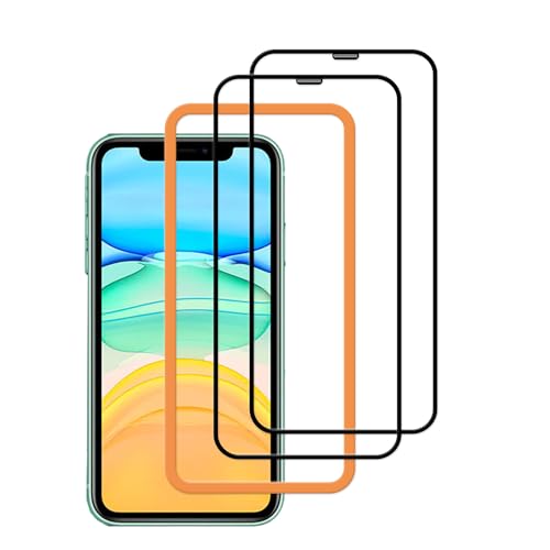 iPhone 11 / iPhone XR ガラスフィルム 強化ガラス カバー 保護フィルム [2枚セット] ガイド枠付き 全面保護 送料無料
