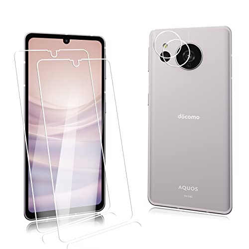 AQUOS sense7 SH-53C / SHG10 / AQUOS sense 8 SH-54D SHG1 ガラスフィルム (2枚入) + カメラフィルム (2枚入) 超薄型 硬度9H 指紋防止 保護フィルム 飛散防止 / 耐衝撃 / 気泡ゼロ 液晶フィルム 送料無料