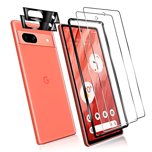 Google Pixel 7a ガラスフィルム [ガイド枠付き]指紋認証対応 2*強化ガラス 2* カメラフィルム 液晶 ガラス 超薄型 フィルム 保護フィルム 高透過率 硬度9H 気泡防止 飛散防止 FOR Google ピクセル 7A 5G 保護ガラスフィルム [簡単貼り付け] 送料無料
