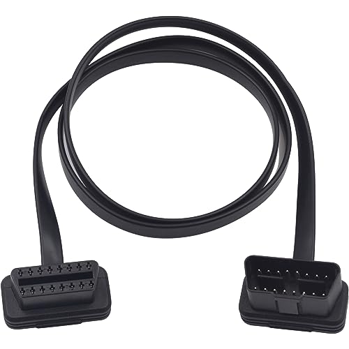 OBD2 延長ケーブル OBD2 16ピンオス メス延長ケーブル 16Pin OBD2延長ケーブル診断アダプタ 扁平な帯状のケーブルで すべてのOBD IIデバイスに対応しています (1m)