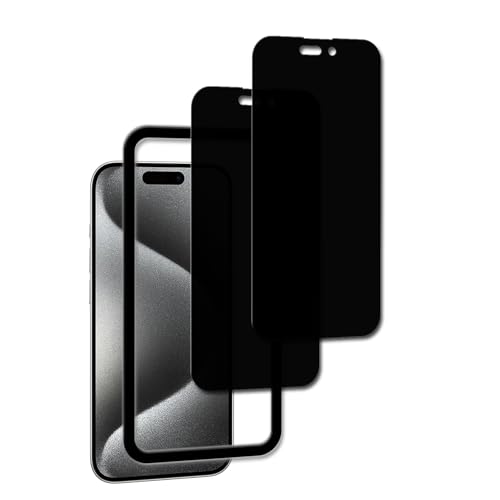 iPhone 15 pro max 覗き見防止フィルム 覗き見防止 iPhone 15 Pro Max ガラスフィルム 強化ガラス カバー iPhone15pro max 保護フィルム ガイド枠 [2枚セットのぞき見防止] 送料無料