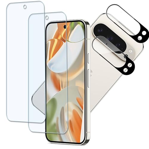 Google Pixel 9 Pro ガラスフィルム カメラフィルム カバー 保護フィルム ブルーライトカット [2+2枚セット] 送料無料