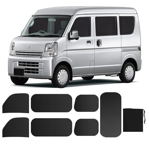 車用 カーテン スズキ エブリイ EVERY (DA17V JOIN / PC / PAリミテッド / PA)専用 マグネット 車中泊カーテン 遮光 社外品 代替品 7枚セット カー用品 ブラック