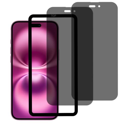 iPhone 16 ガラスフィルム アイフォン16 強化ガラス カバー 左右の視野 のぞき見防止 iPhone16 横から見えない 保護フィルム ガイド枠付き[2枚セット] 送料無料