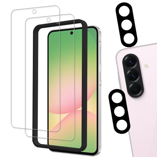 Galaxy a56 5G ガラスフィルム 強化ガラス Galaxy A56 5G [2+2枚セット]ガイド枠付き カメラフィルム カバー 送料無料