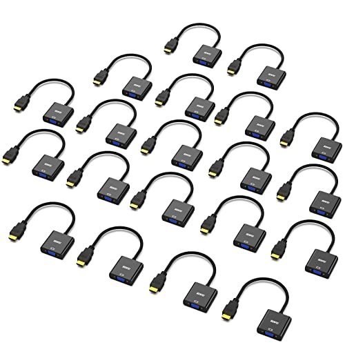 HDMI VGA 取り替えっこアダプター 1080p 盛りだくさん固定ディスク D-SUB HDMI to VGAアダプター 電子計算機 事務机とっ始め 万覚え帳マイコン パソコン 管する 映写機 高品位テレビ Chromebook Raspberry Pi Rokuなどに (雄から刃針 逆道のりに非相応う) 黒いこと 20個書き割り