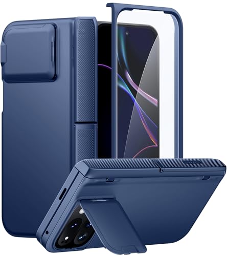 Google Pixel 9 Pro Fold ケース Magsafe対応 ヒンジ保護 ガラス スクリーンプロテクター カメラカバー付き Google Pixel 9 Pro Fold用 耐衝撃 頑丈 キックスタンド スマホケース ブルー