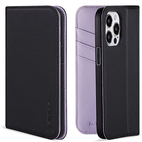 iPhone 13 Pro ケース 手帳型 本革 レザー 全面保護 マグネット式 カード収納 アイフォン13プロ ケース 横置きスタンド機能 手帳型ケース iphone 13 Pro対応 6.1インチ パープル 送料無料