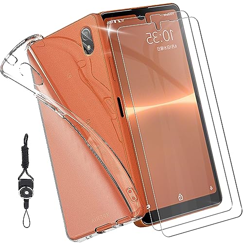Xperia ACE III SO-53C フィルム + Xperia ACE III ケース Xperia ACE 3 ガラスフィルム (2枚) + 保護カバー (1枚) 透明保護ソフト シリコンケース 強化ガラス 硬度9H 撥油性 透明ケース 保護フィルム + TPU セット 送料無料