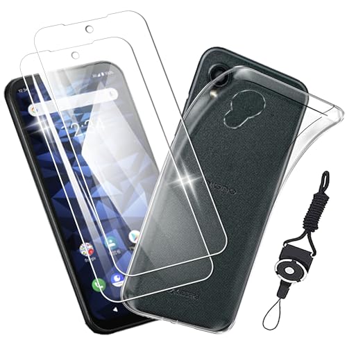 KYOCERA DIGNO BX2 A101KC フィルム + DIGNO SX2 ケース DIGNO BX2 ガラスフィルム (2枚) + 保護カバー (1枚) 透明保護ソフト シリコンケース DIGNO SX2 強化ガラス 硬度9H 撥油性 BX 2 透明ケース 保護フィルム + TPU セット 送料無料