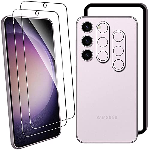 Galaxy S23 フィルム + Samsung Galaxy S23 カメラフィルム [2+2枚入り] ガラスフィルム SC-51D SCG19 強化ガラス 液晶保護フィルム 高 透過率 旭硝子製 飛散防止 指紋認証衝撃吸収 指紋防止 貼り付け簡単 ギャラクシー S23 5G 保護フィルム 送料無料