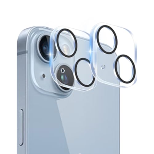 iPhone 14 / iPhone 14 plus カメラ保護 フィルム 指紋防止 強化ガラス 保護カバー カメラ カバー 全面保護 レンズ保護 硬度9H 耐衝撃 キズ防止 露出オーバー防止 高透過率 防滴 防塵 貼り付け簡単[2枚セット] 送料無料