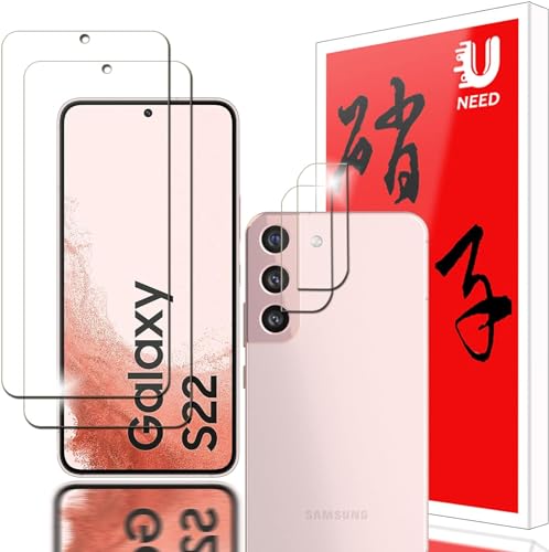 Galaxy S22 5G ガラスフィルム (2枚) +カメラフィルム (2枚) SCG13 / SC-51C フイルム 強化ガラス 液晶 保護フィルム ワンタッチ貼付け 気泡ゼロ ケースと干渉せず 硬度9H 飛散防止 指紋防止 送料無料