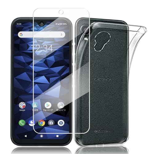 DIGNO BX2 A101KC ガラスフィルム + クリア ケース 透明 ソフト DIGNO BX2 A101KC 保護フィルム 1枚 硬度9H 高透過率 飛散防止 自動吸着 DIGNO BX2 A101KC TPU保護ケース 1枚 軽量 衝撃吸収 傷つけ防止 携帯便利 滑り止め[1+1枚セット] 送料無料